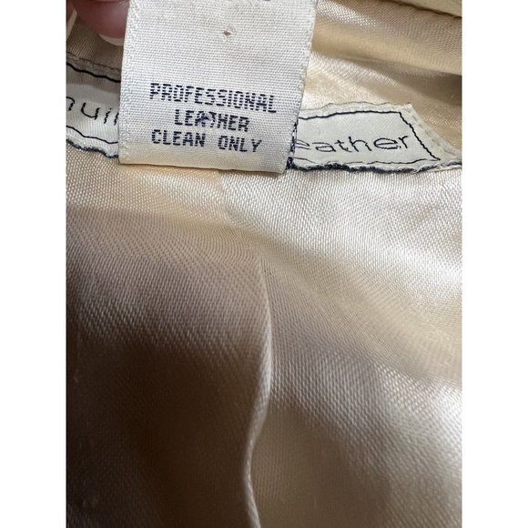 Vintage 90s Y2K Gap Leather Jacket Women Sz Small Cream Beige Button Front - Picture 7 of 9